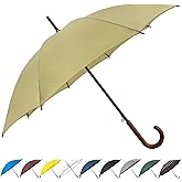 SoulRain 48" Large Umbrella –Windproof Stick Umbrellas for Rain, Automatic Open, Vintage Cane big Umbrella with Classic Wooden Handle,Open for 2 Persons adult,for Women & Men(Beige)