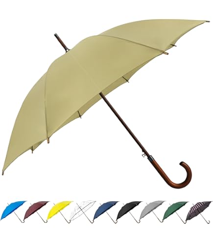 Rainbrella Parapluie Classique à Ouverture Automatique avec poignée en Bois véritable, Motif écossais Rouge/Vert, 116,8 cm