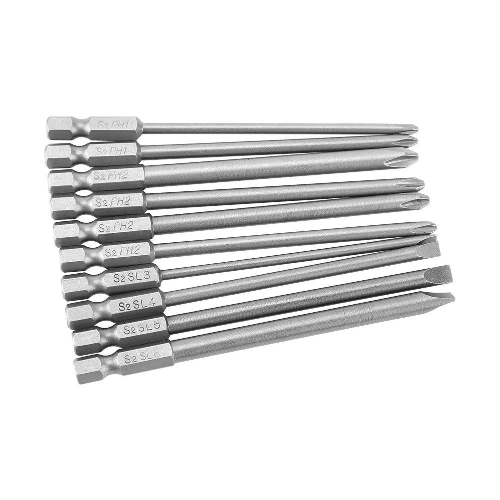 10Pc Bit Combination 100Mm Long (One Word + Cross) BST Bit-006, Power Tool Accessories, Screwdriver