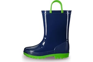 EUXTERPA Boys Girls Waterproof Rain Boots Kids Toddler Solid Color Boots with Easy On Handles