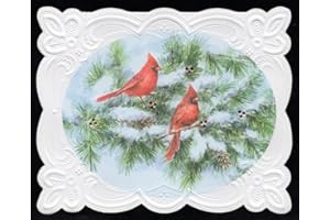 POSTER FOUNDRY Set of 3 - Christmas Holiday Cardinal Birds Portfolio Boxed Note Cards by Carol Wilson. 10 embossed 4x5 Die-Cut Notecards and Matching Envelopes in Decorative Gift Box with Magnetic Flap. NCPX2020