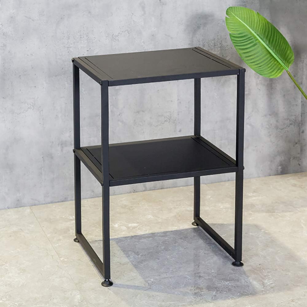 Modern Metal 2-Tier Couch Table, Sofa Table, Coffee Table with Storage, Bedside Table for Living Room/Bedroom/Office, Home Organizer, 15.7x19.7x29.5 Inch: Kitchen & Dining