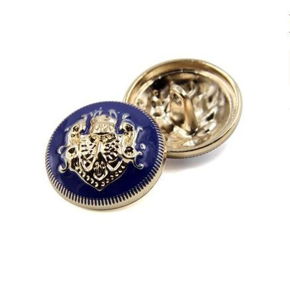 10PCS Clothes Buttons - Fashion Sewing Button Round Shaped Metal Button Set for Men Women Blazer, Coat, Uniform, Shirt, Suit and Jacket (Blue, 20mm)
