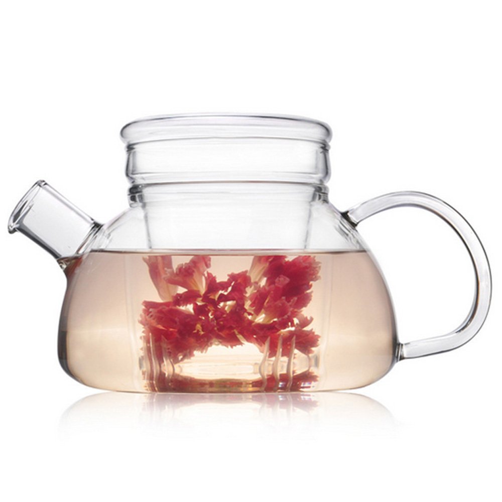 TAMUME 600ML Nordic Style 3-in-1 Glass Teapot with Removable Glass Infuser with Large Spout Non-Drip Fuss-Free Pouring