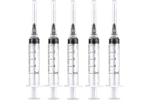 100 Pack 5ml/cc Industrial Syringe with 22Ga 1.2 Inch Needle, Great for Science Lab, Pet and Animal Supplies, Oil Dispensing 