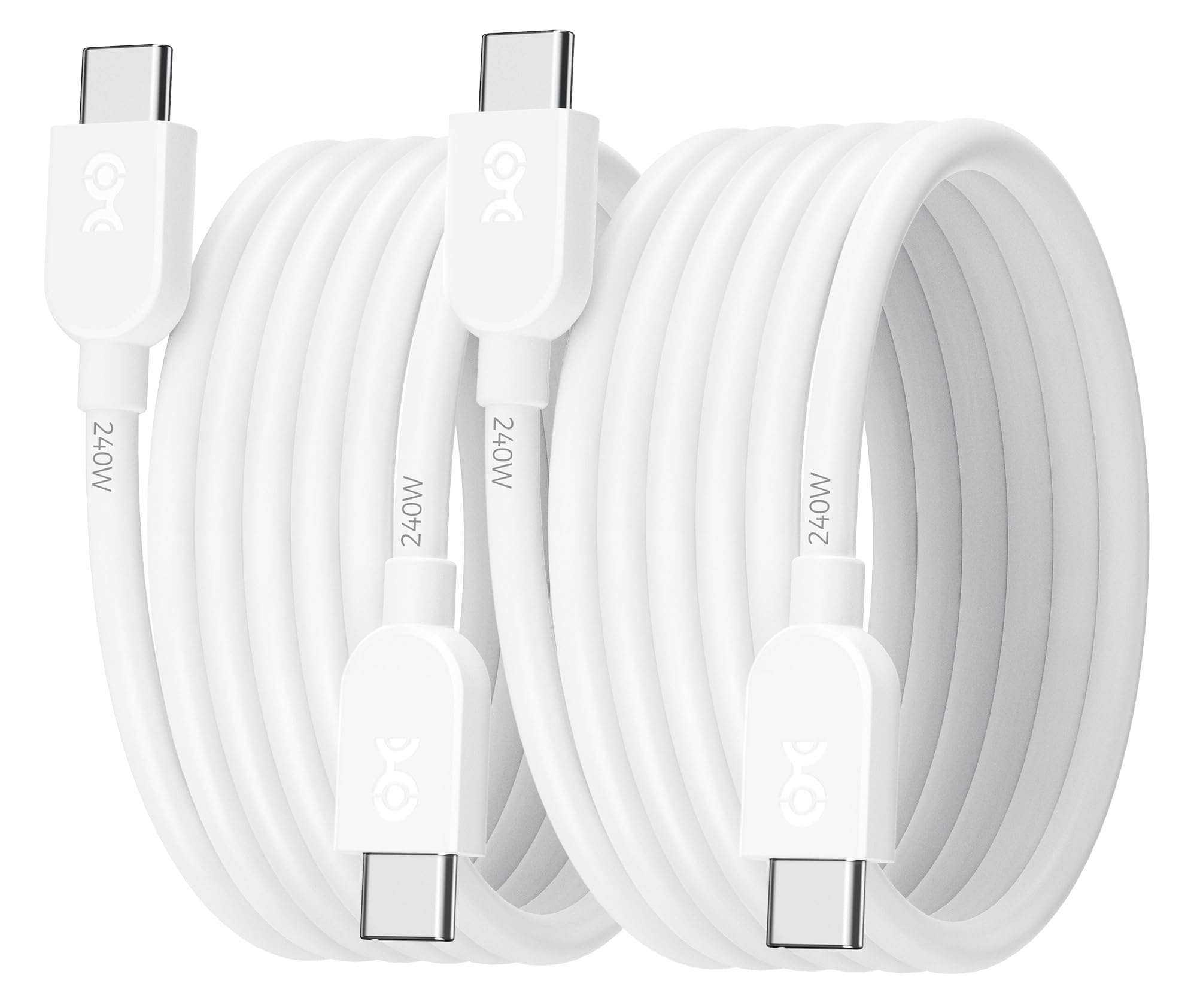 Cable Matters 2Pack Extreme Flexible 240W USB C Charging Cable 6ft, White, For MacBook Pro