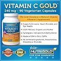 Nutrigold Vitamin C Gold (Made from Non-GMO, Organic Berries and Fruits - NOT Synthetic Ascorbic Acid), 240 mg, 90 veg. capsules