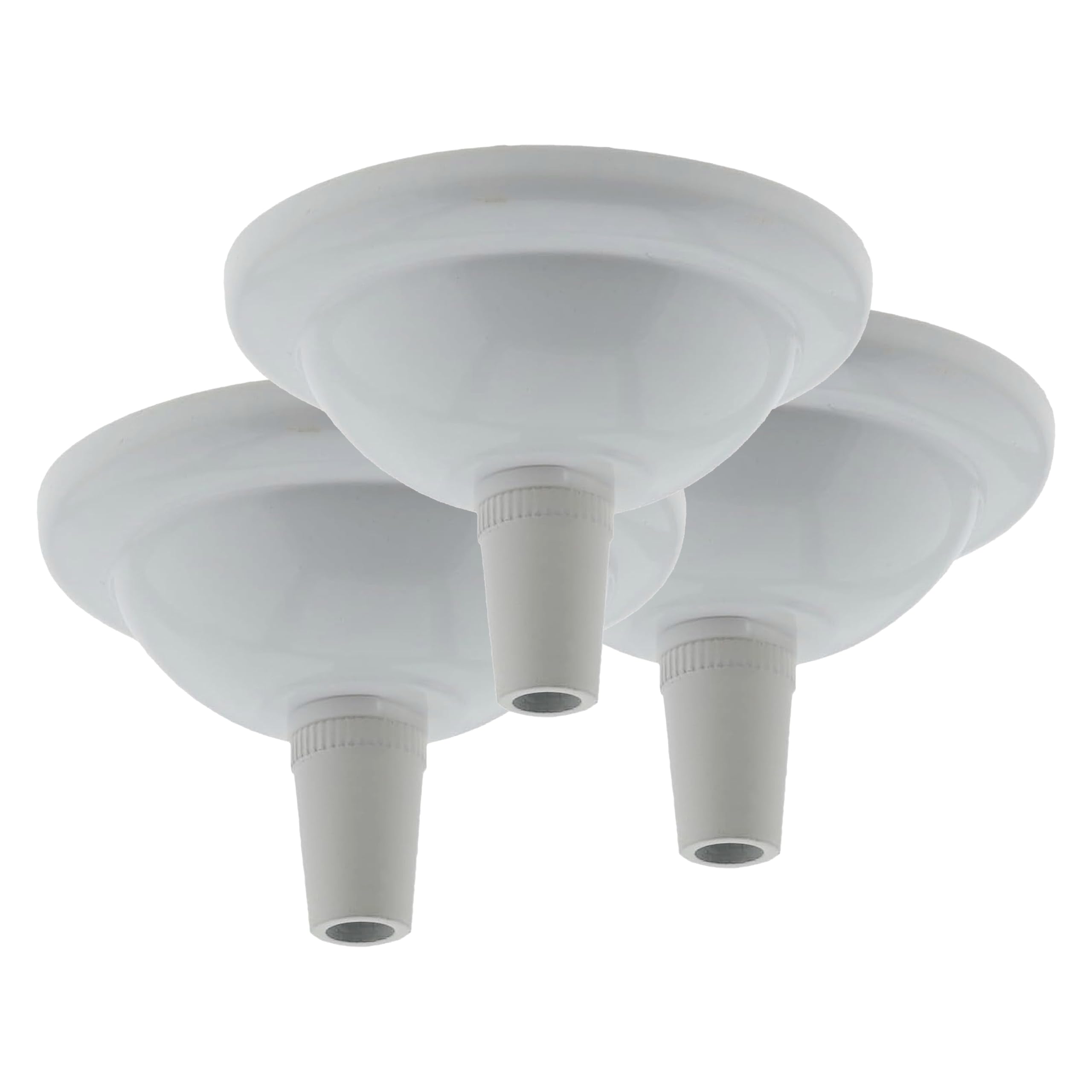 3 Pack Art Deco 67mm Diameter Small Metal Ceiling Rose and Colour Matched Metal Grip in Gloss White Finish