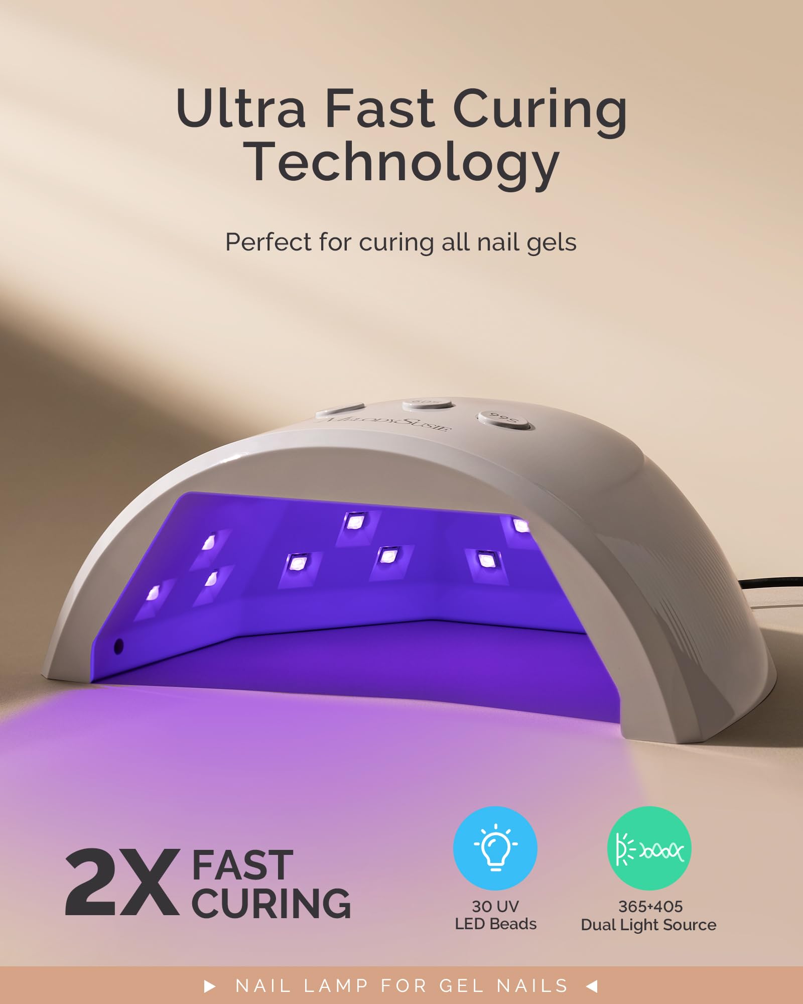 MelodySusie UV Nail Lamp, Plus30F UV Light for Gel Nails LED Nail Dryer with 3 Timer, Smart Sensor, LCD Display Fast Curing Gel Nail Polish Nail Art Tools Manicure Accessories-White