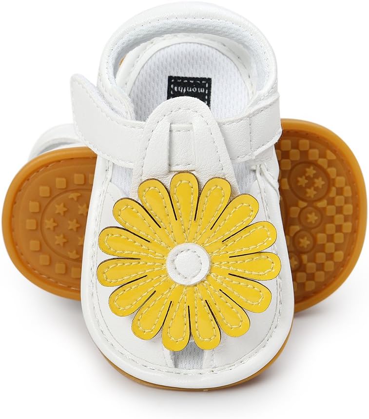 Toddler Baby Boys Girls Flower Crib Shoes Soft Sole Flat Sandals