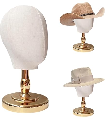 CHADWICK Wall Mount Hat Stand - 21" Gold Chrome Hollow Mannequin Head For Displaying Wigs, Hats, Caps & Jewelry - View #9