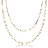 PAVOI 14K Gold Plated Dainty Layering Necklaces for Women | Snake Chain, Curb Link, Paperclip Layered Chains | Trendy Layerin