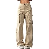 winkbay Women's Wide Leg Cargo Pants Y2k High Elastic Waist Baggy Rave Trousers Streetwear