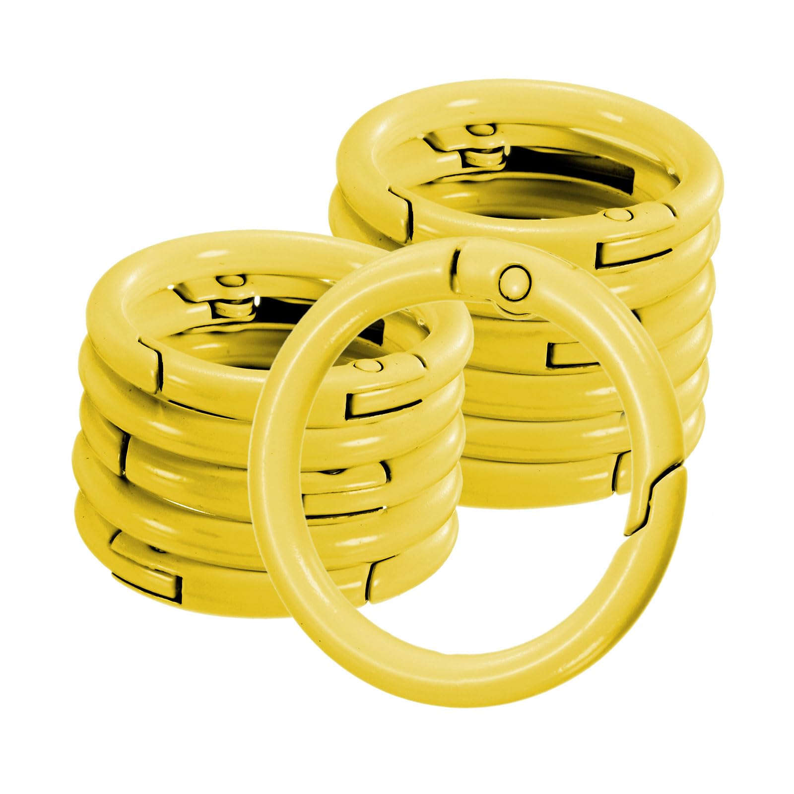 M METERXITY 12-Pack Metal Spring O Rings, 1" Zinc Alloy Keyring Buckle [Yellow]