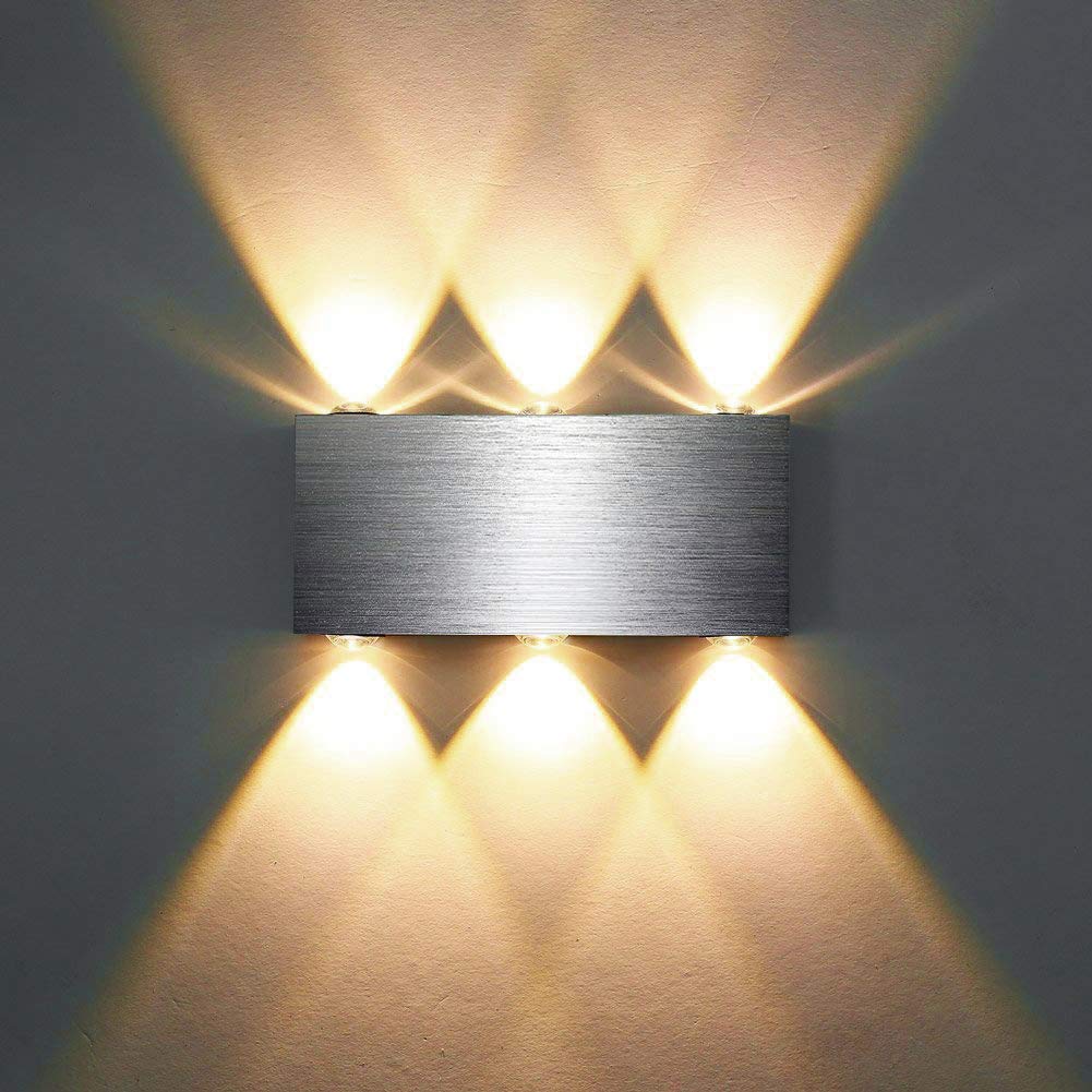 Lightess Led Wall Light Indoor Living Room Up Down Wall Light Silver Brushed Aluminum Wall Light for Bedroom Restaurant Hotel Stair Corridor Hallway Wall Lighting Fixture - 3200k Warm White