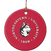 GRAPHICS & MORE Northeastern University Primary Logo Porcelain Holiday Christmas Tree Ornament - 2.8" (7.1 cm)