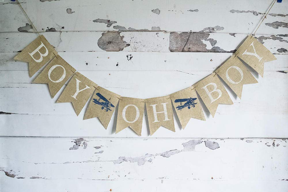 Amazon Com Boy Oh Boy Plane Banner For Baby Shower Or Gender