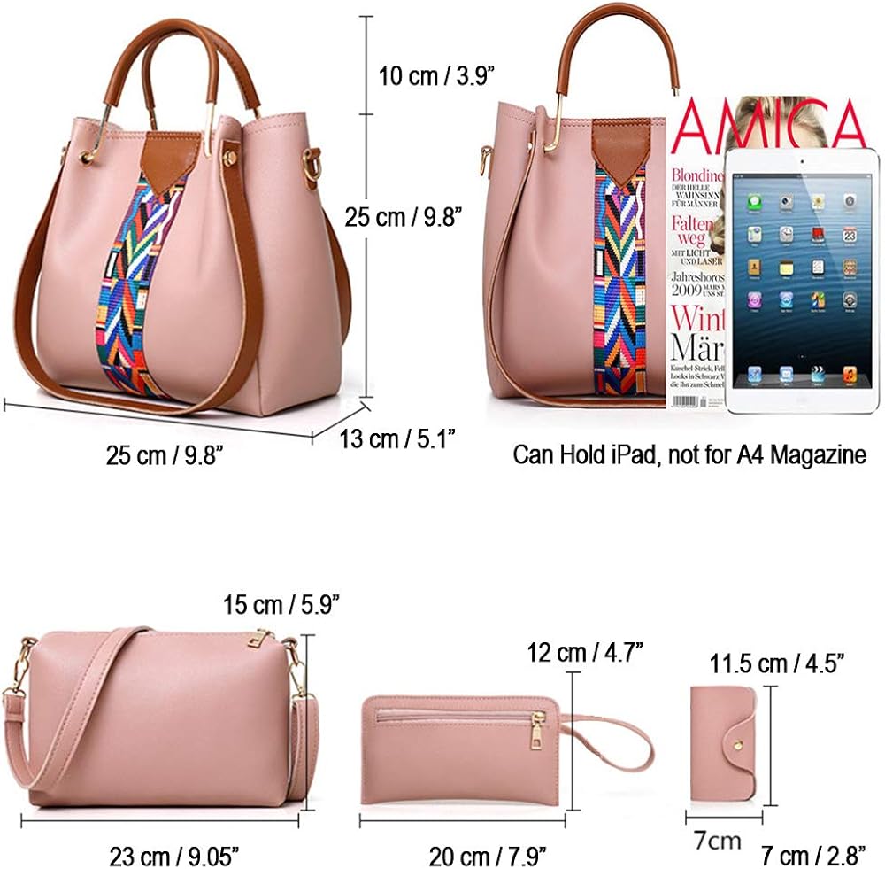 AlwaySky Women Handbag Set 4 in 1 Soft PU Leather Top Handle Bag, Tote Bag, Shoulder Bags Crossbody Bag Wallet Purse Set (Green) - Image 5