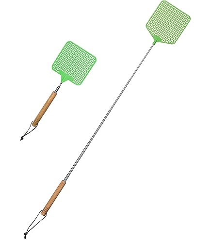 Lot De 2 Tapettes à Mouches Extensibles En Plastique Durable Avec Poignée Télescopique En Acier Inoxydable Pour Bureau, école, Noir