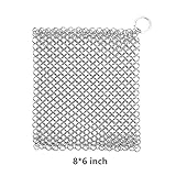 Iapetus Cast Iron Cleaner - XL 8×6 inch Stainless Steel (316 Grade) Chainmail Scrubber-for Waffle Iron Pans ,Seasoned Pan,Grill - Best Pot Brush (8×6 inch)