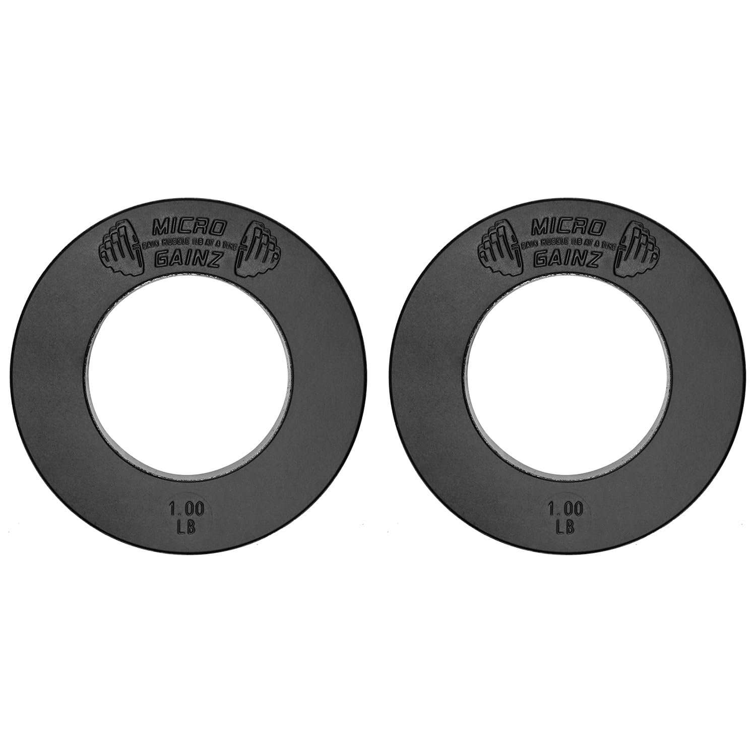 Micro Gainz Calibrated Fractional Weight Plate Set of 2 Plates, Choose Set (.25LB-1.25LB), Designed for Olympic Barbells for Strength Training & Micro Loading Bar Weights, Made in USA (1lb Black)