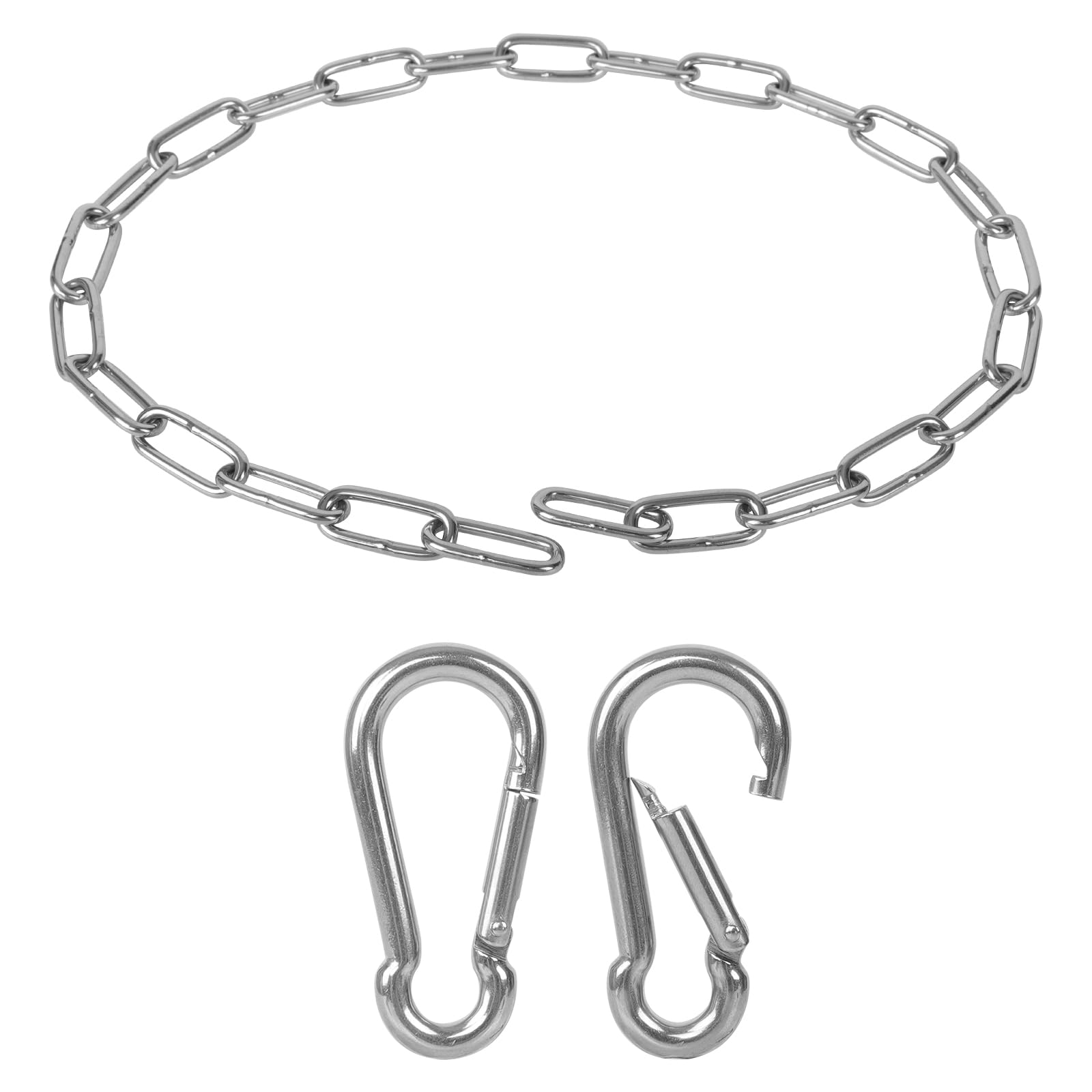 Photo 1 of 1/8 X 28 Inch Stainless Steel Gate Chain Lock, Adjustable Gate Link Chain Lock with 1/5 inch Carabiners, Metal Security Gate Chain Link for Outdoor Fences, Yard Pet Cage, Side Back Garden Door, Silver