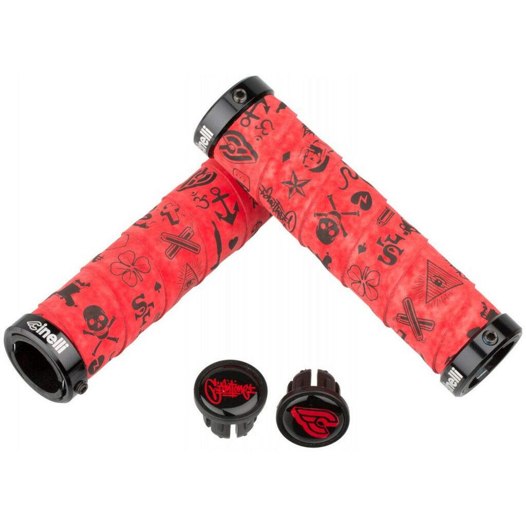 Cinelli Mike Giant Art Lock-On Handlebar Grips, Red Velvet, One Size — image 1