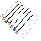 Reusable Straws Spoon for Yerba Mate Stainless Steel Straw Spoon Filter Strainers for Loose Tea, Coffee Stirrers, Smoothie Sl