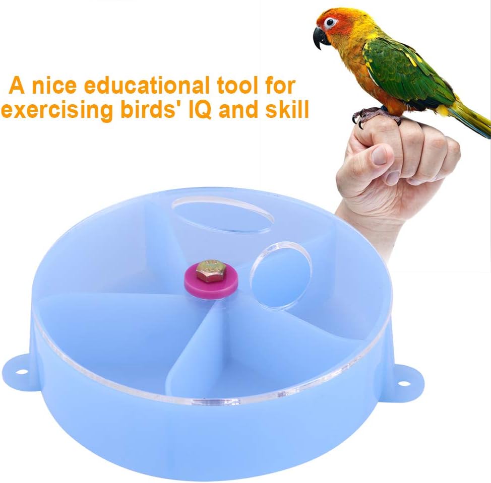 Parrot Foraging Wheel Interactive Puzzle Feeder Toy for Cockatiel Conure Budgies Parakeet Small Parrots - Blue Bird Enrichment Activity - Image 5