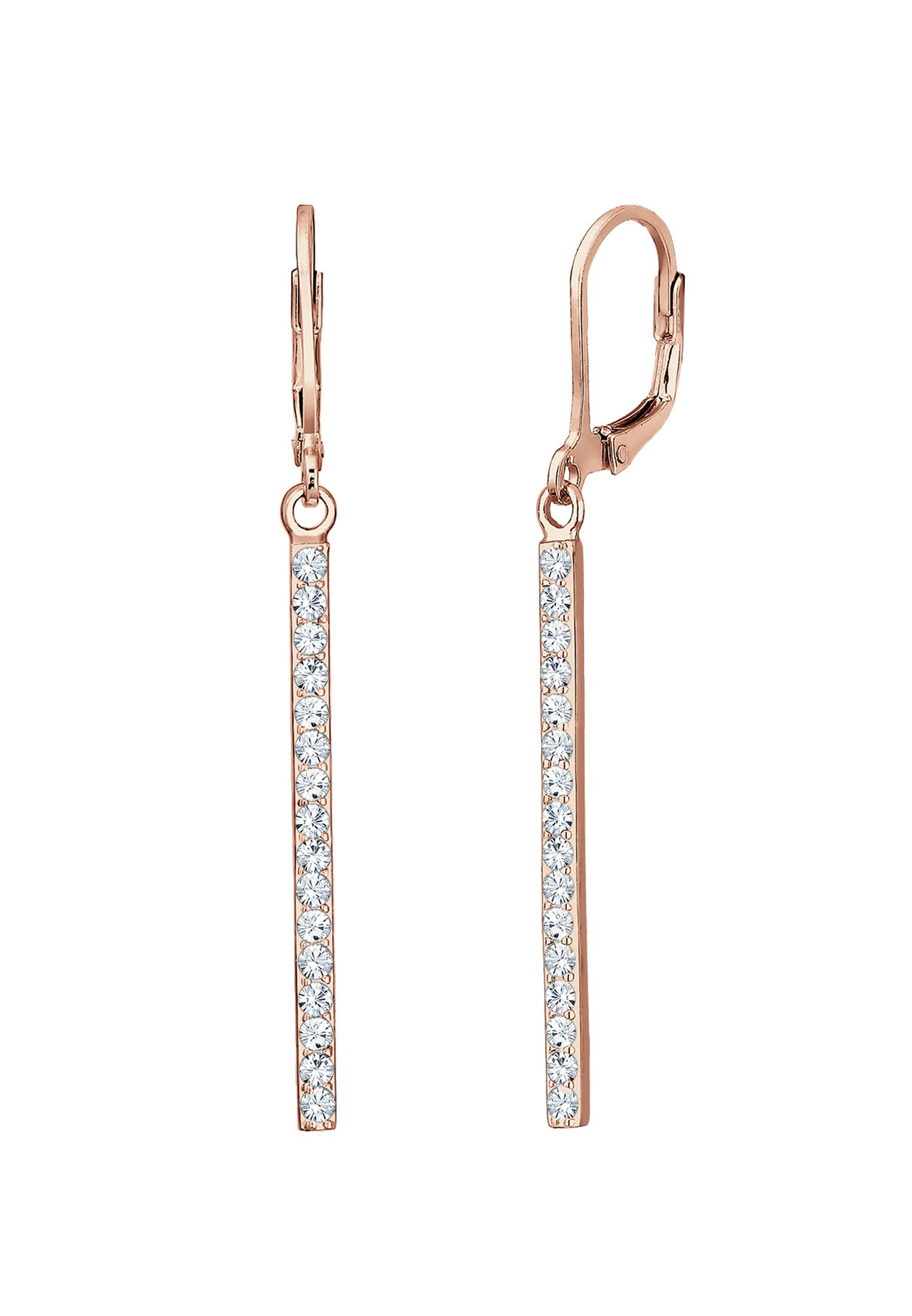 Elli Earrings Women Pendant Geo Statement with Crystals in 925 Sterling Silver Rosegold-Plated