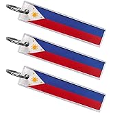 FHZJKJX 3 Pack Philippines Flag Keychain Tag with Key Ring - Keys, Cars, Motorcycles, Backpacks, Luggage and Gifts - EDC
