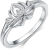 BETHZA Diamond Lotus Ring for Women 925 Sterling Silver Lotus Flower Promise Ring Empowering Dainty Rings Elegant Jewelry Gifts for Her