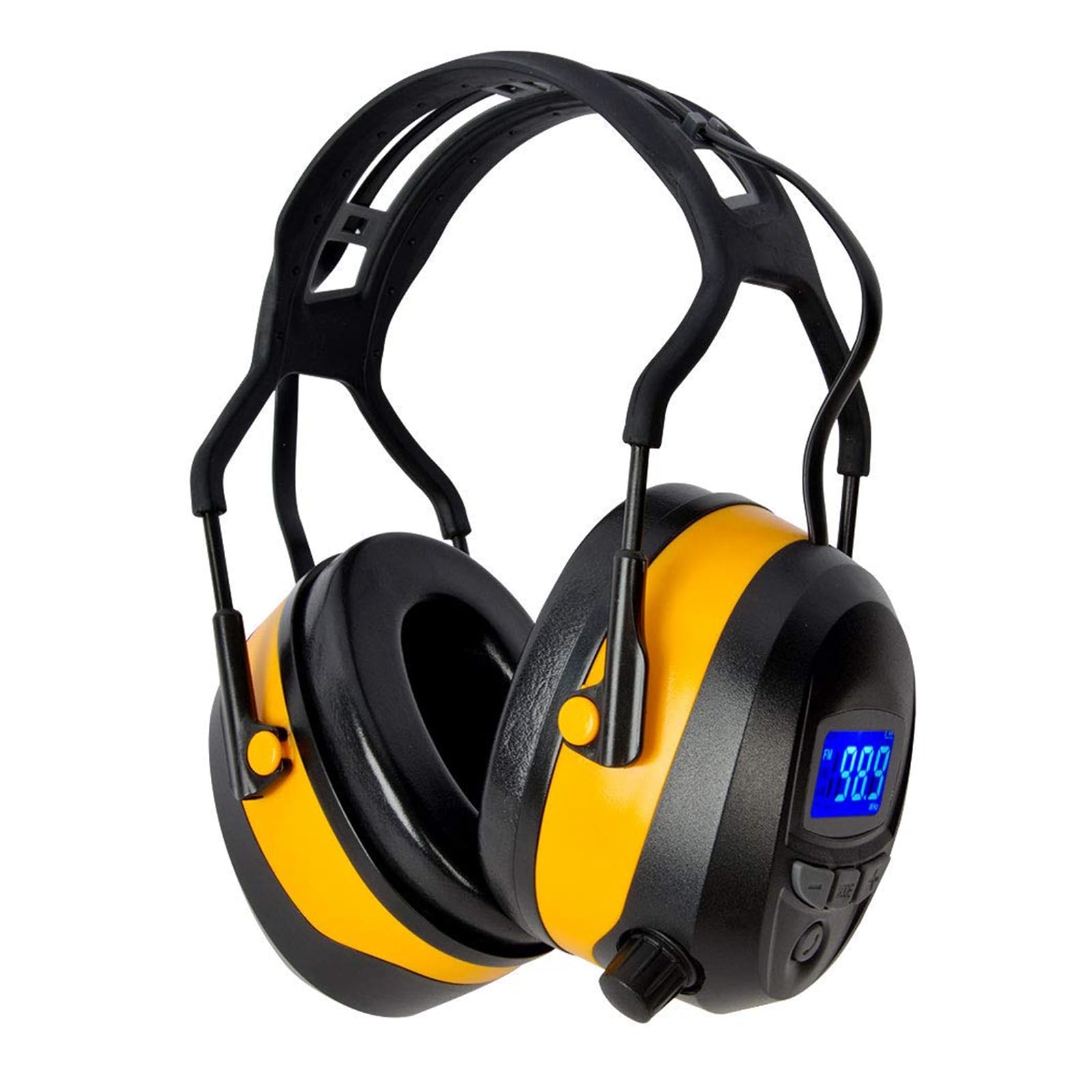 GARDTECH Ear Defenders, Noise Cancelling Headphones with Bluetooth MP3 FM Radio, NRR 29dB Safety Ear Muffs with LCD Display and 4GB Built-in SD Card for Adults & Garden Work (Black&Yellow)