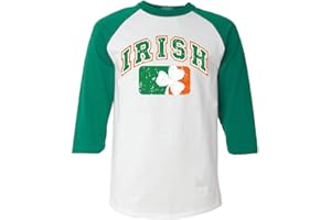 shop4ever Vintage Irish Flag Shamrock Baseball Shirt St. Patricks Day Raglan Shirt