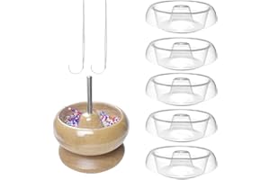 Wooden Bead Spinner with Beading Bowl and Beading Needle Jewelry Crafting Tool for Craft Stringing Beads Easy Use Bead Loader