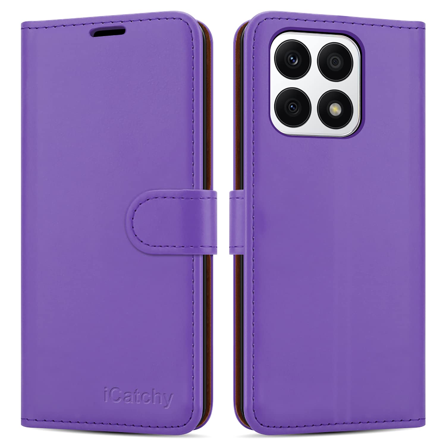 iCatchy for Honor X8A Case Leather Wallet Book Flip Folio Stand View Cover with Card Slots and Kickstand for Honor X8A Phone Cover (Lilac)