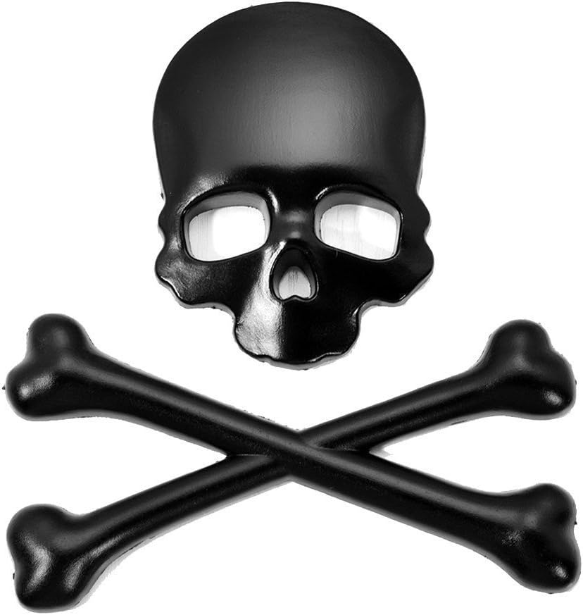 Sishe 3D Zinc Alloy Crossbones Skull Bone Emblem Decals Car Stickers (Black)