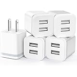 LUOATIP USB Wall Charger, 5-Pack 2.1A/5V Dual Port USB Cube Power Adapter Charger Plug Charging Block Replacement for iPhone 