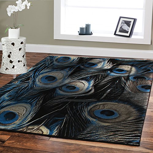 Large Premium Soft Luxury Peafowl Style Rug For Living Room