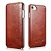 Icarercase Vintage Series Ultra Slim Flip Folio Side Opening Leather Case With Magnetic Closure for Apple iPhone 7/8 4.7 Inch - Brown