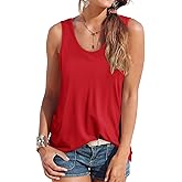 Smile Fish Women Scoop Neck Flowy Loose Fit Tank Top Sleeveless Summer Tops Shirts