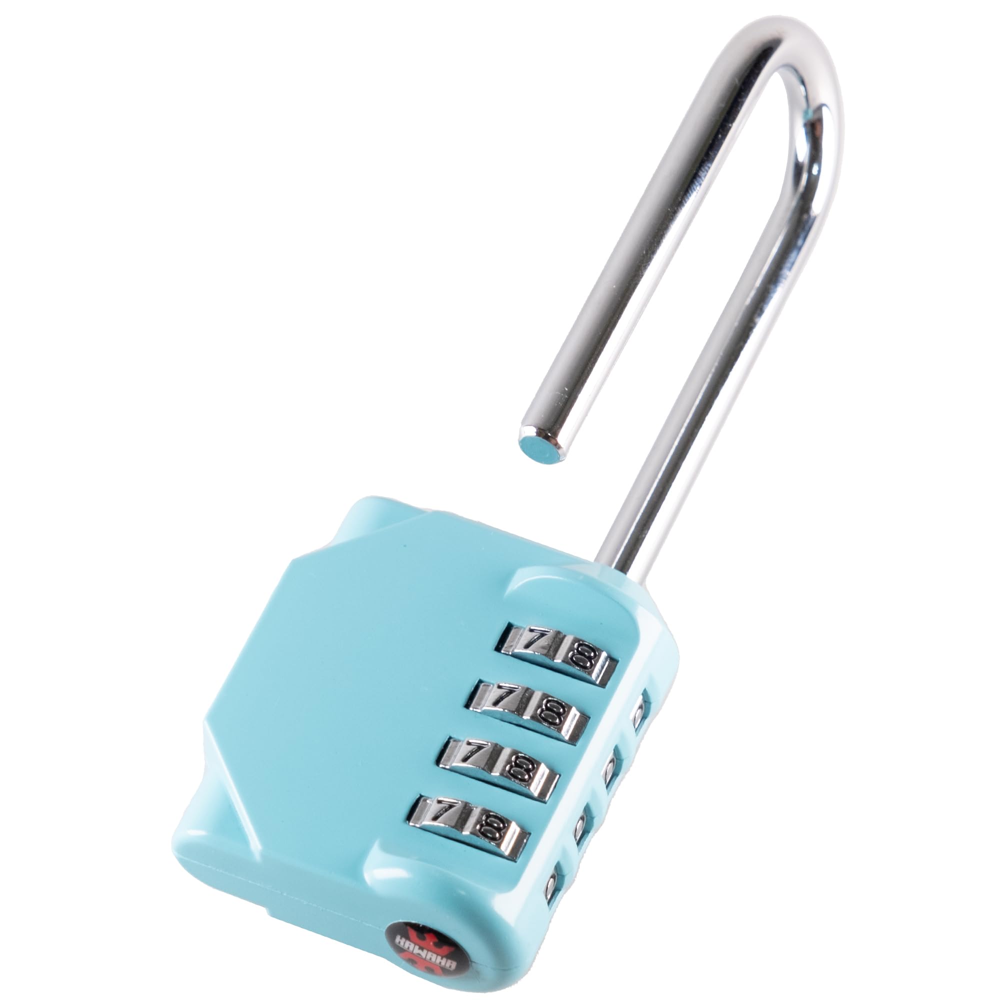 KAWAHA CL21AS 2.6 Inch Long Shackle Combination Lock, 4 Digit Combination Padlock Set Your own Combination for Gym Locker Lock, School, Gates, Doors, Toolbox, Hasps and Storage (Aqua Sky2 (L) *1)