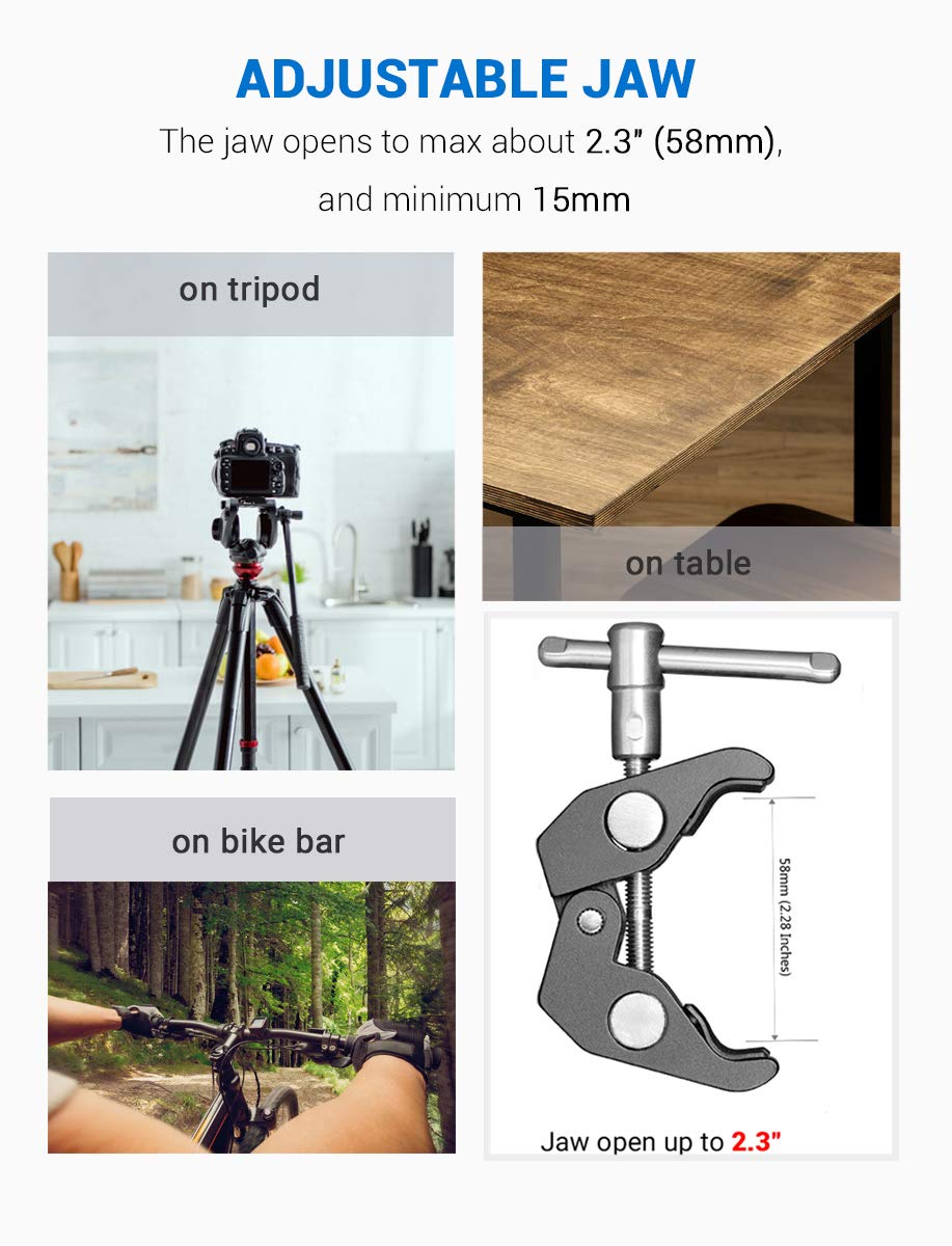 SmallRig Super Camera Clamp Mount, Double Ball Head Magic Arm Adapter