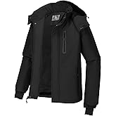 CAMEL CROWN Men's Mountain Snow Waterproof Ski Jacket Detachable Hood Windproof Fleece Parka Rain Jacket Winter Coat