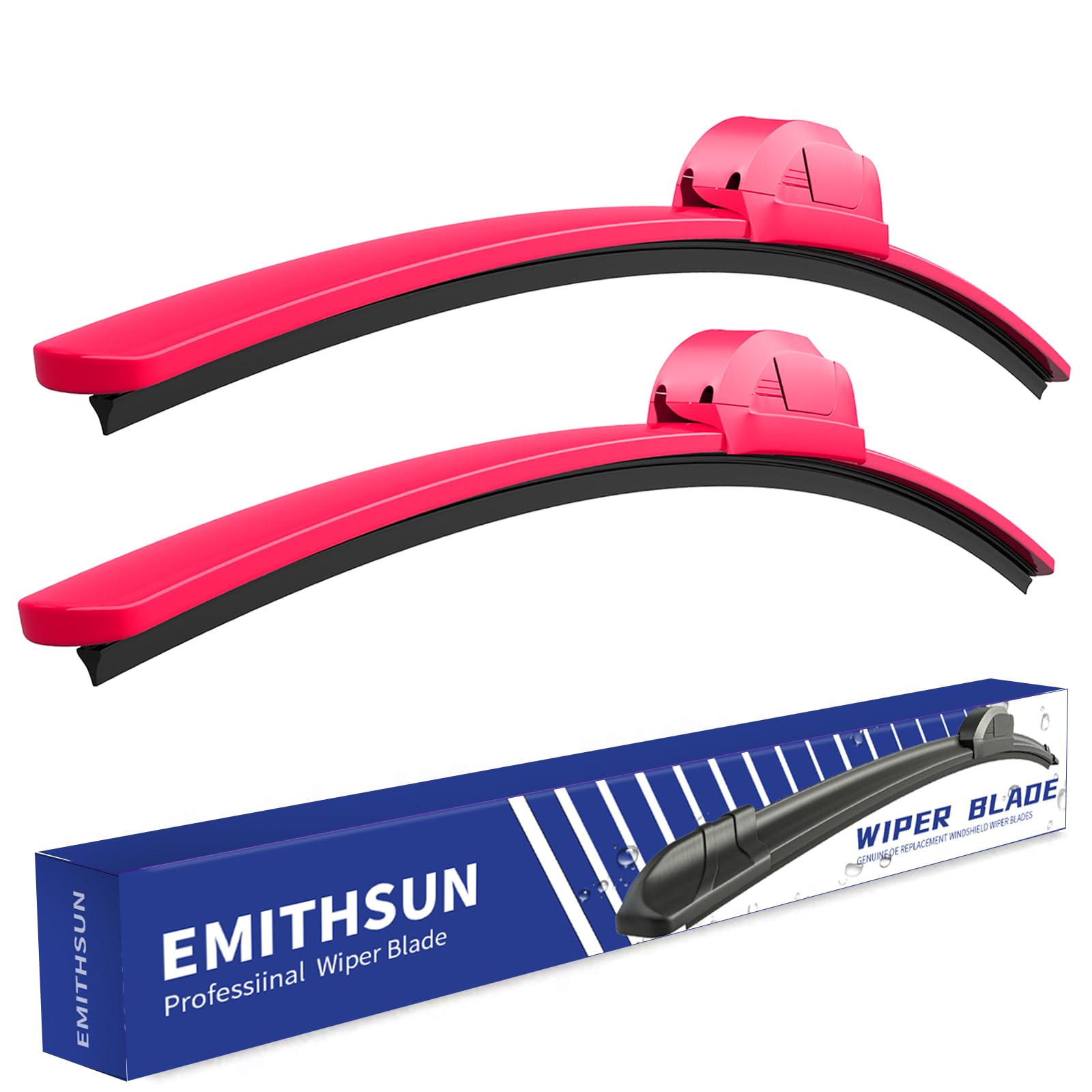 Photo 1 of EMITHSUN OEM QUALITY 26" + 22" Premium All-Seasons Durable Stable And Quiet Rose Red Windshield Wiper Blades (Set of 2)