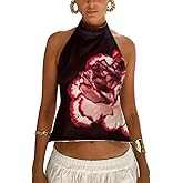 Women Y2k Polka Dots Halter Tank Tops Cute High Mock Neck Backless Cami Sexy Open Back Camisole Going Out Tops