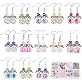 SUNNYCLUE 1 Box DIY 20 Pairs Guardian Angel Charms Christmas Beading Angel Beads Earrings Making Starter Kit Wing Bead Heart Frames Round Crackle Spacers for Jewelry Making Kits Women Craft