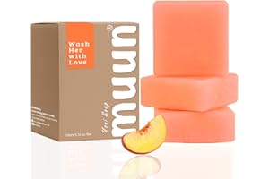 Muun Peach Yoni Soap Bar - Pack 3 Peach Ph Balance Probiotics & Natural Ingredients - Gentle Cleansing Formula Eliminates Odor Vaginal Health - Feminine Wash