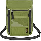 ROOSALANCE Passport Holder for Travel, Neck Pouch Travel Wallet With RFID Blocking, Waterproof Lightweight Passport Wallet for Women and Men (Green)