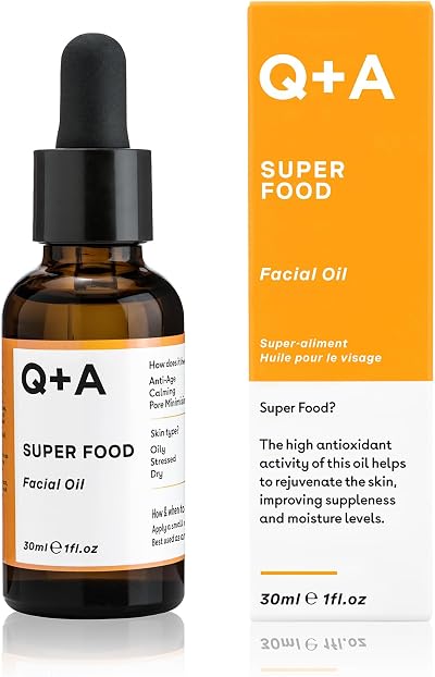 Q+A Super Food Facial Oil 30ml Jojoba Vitamin E Skin Nourishing Oil